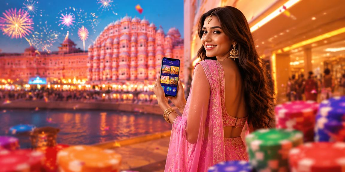 Colorful slot machines in Jaipur-themed casino app screen